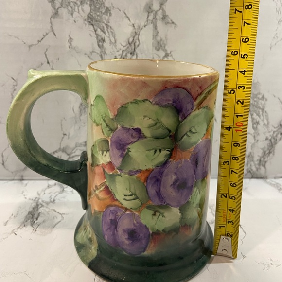 Bell Pottery Findley, Ohio. Antique Large Mug w/hand-painted grapes. - Picture 7 of 13